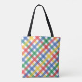 Red Blue Yellow and Green Plaid Print  Draagtas (Achterkant)