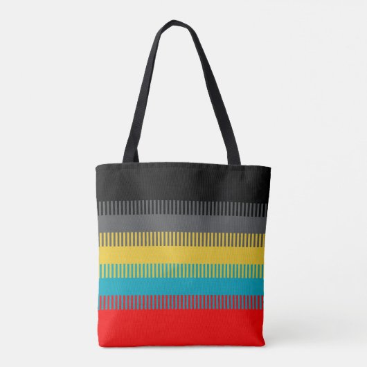 Red Blue Yellow Black Grey Abstract uniek patroon Tote Bag (Achterkant)