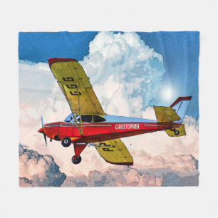 Red Blue Yellow Personal Vliegtuig met Jouw naam Fleece Deken