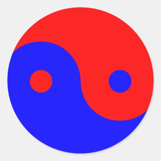 Red Blue Yin Yang Ronde Sticker (Voorkant)