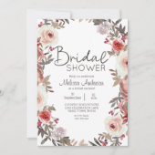 Red Blush Floral Rose nuptiale invitation (Devant)