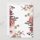 Red Blush Floral Rose nuptiale invitation (Dos)