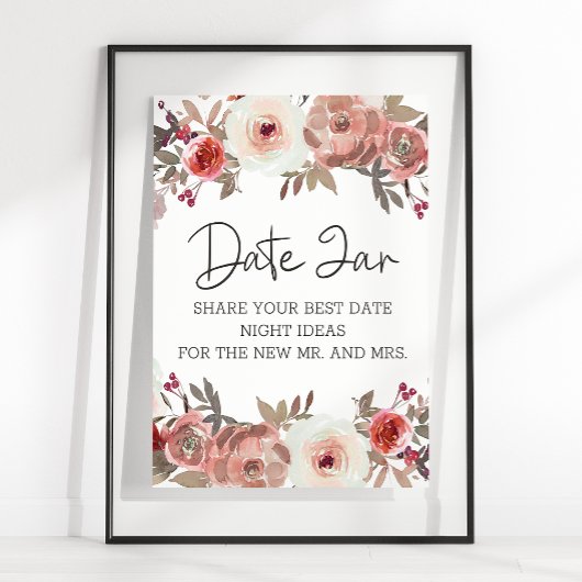 Red Blush Floral Rozen Datum acht Poster