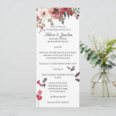 Red Blush Floral Rozen Wedding Programme Programma (Staand voorkant)