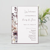 Red Blush Floral Wedding Elegant Romantic Programma (Staand voorkant)