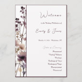 Red Blush Floral Wedding Elegant Romantic Programma (Voorkant)