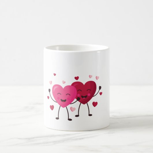 Red & Blush Pink Hearts Romantic Mug (Centre)