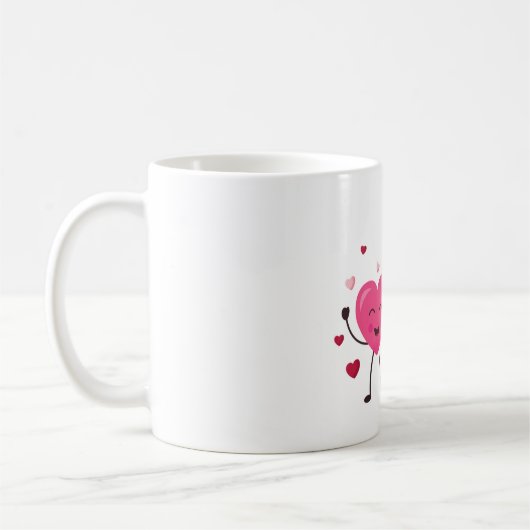 Red & Blush Pink Hearts Romantic Mug (Gauche)