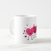 Red & Blush Pink Hearts Romantic Mug Koffiemok (Voorkant links)