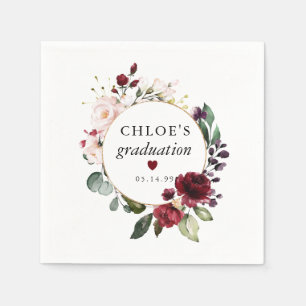 Red Blush Pink Rose Floral Afstuderen Servet