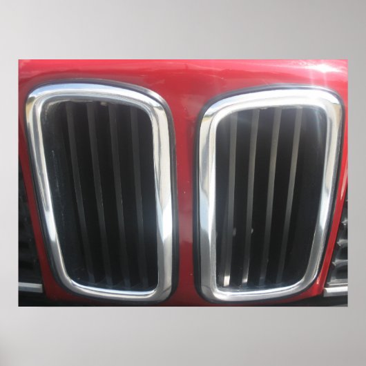 Red BMW 635 CSi Grill (Twin Kidney) Poster (Voorkant)