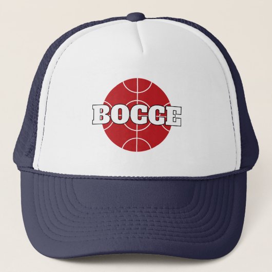 Red Bocce Ball trucker hoed met aangepaste tekst Pet (Voorkant)