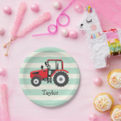 Red Boerderij Tractor Papieren Bordje (Feest)