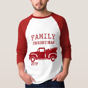Red Boerderij Truck - Eigen naam kerstfeest T-shirt