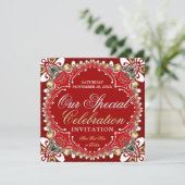 Red Bohemian Special Celebration Party Uitnodiging (Staand voorkant)