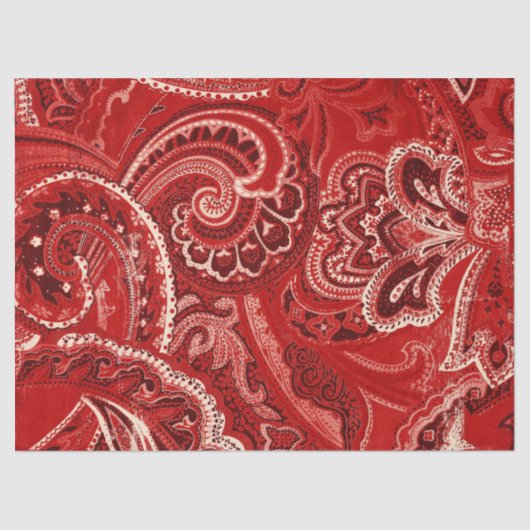 Red Boho Chic Retro Hippy Paisley Bandanna Tissuepapier (Voorkant)
