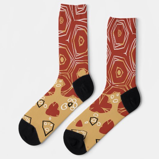 Red Boho Geometric Abstract 2 Sokken (Links)