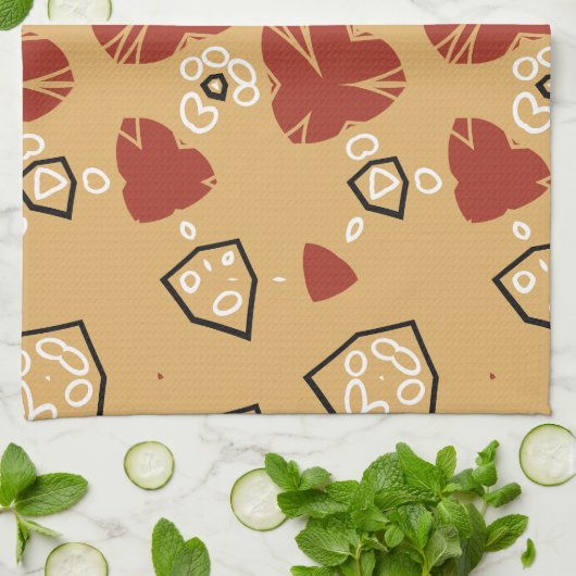 Red Boho Geometric Abstract 2 Theedoek (Gevouwen)