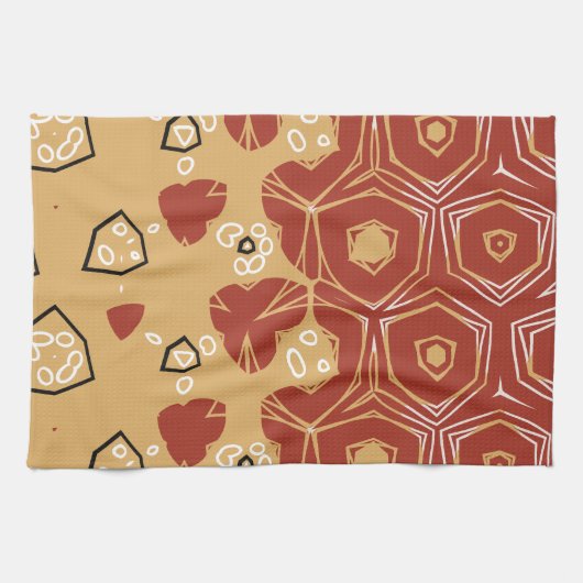 Red Boho Geometric Abstract 2 Theedoek (Horizontaal)