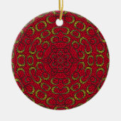 Red Boho Mandala Geometrische Rosette Retro Hippie Keramisch Ornament (Voorkant)