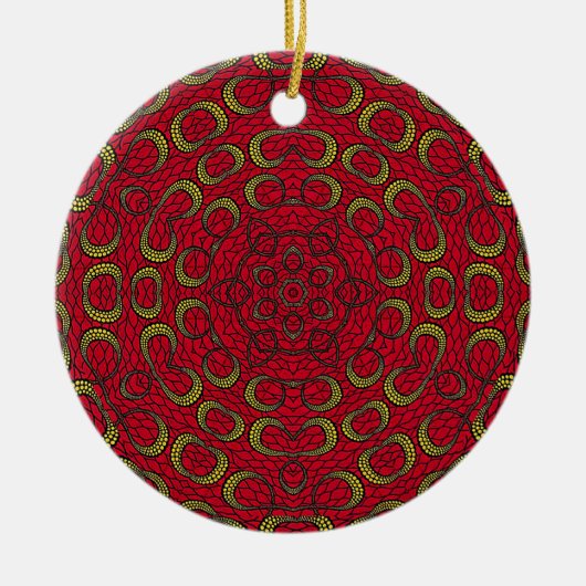 Red Boho Mandala Geometrische Rosette Retro Hippie Keramisch Ornament (Voorkant)