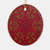 Red Boho Mandala Geometrische Rosette Retro Hippie Keramisch Ornament (Links)