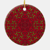 Red Boho Mandala Geometrische Rosette Retro Hippie Keramisch Ornament (Achterkant)