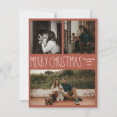 Red Boho Polka Dot Kerstmis, drie foto's Feestdagenkaart (Voorkant)