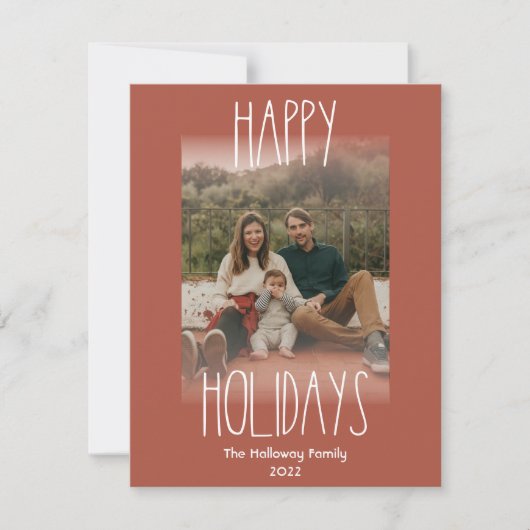 Red Boho Polka Dot Vertical Faded Foto Feestdagenkaart (Voorkant)