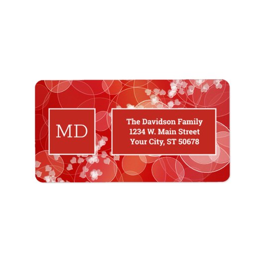 Red Bokeh Abstracte Valentijnse Etiket (Voorkant)