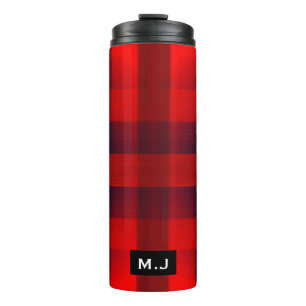 Red Bokeh Buffalo Plaid Monogram Thermosbeker