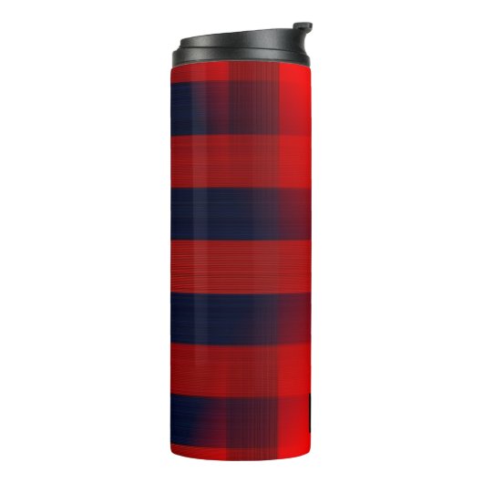 Red Bokeh Buffalo Plaid Monogram Thermosbeker (Gedraaid links)