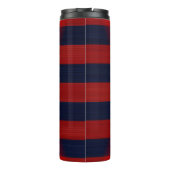 Red Bokeh Buffalo Plaid Monogram Thermosbeker (Achterkant)