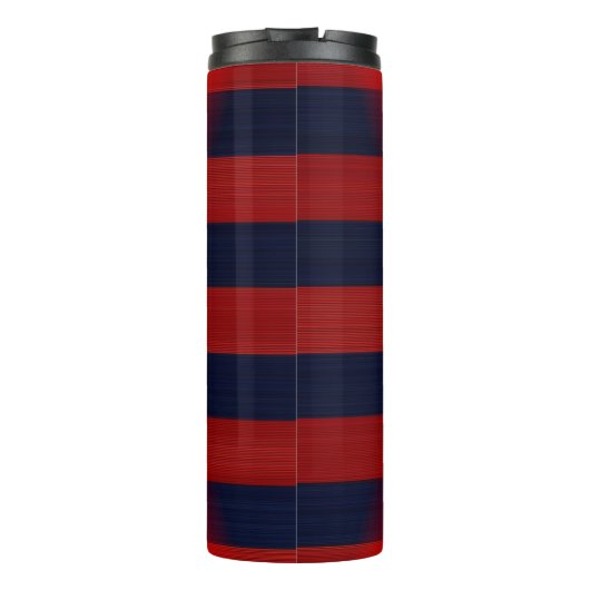 Red Bokeh Buffalo Plaid Monogram Thermosbeker (Achterkant)
