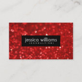 Red Bokeh Glitter & Sparkles Black Accents Visitekaartje (Voorkant)