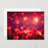 Red Bokeh Hearts Briefkaart (Voorkant / Achterkant)
