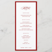 Red Bon Appetit Classic Elegante Fancy bruiloft Menu (Voorkant)