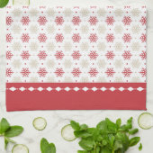 Red Border Snowflake Pattern Holiday Theedoek (Gevouwen)