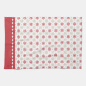 Red Border Snowflake Pattern Holiday Theedoek (Horizontaal)
