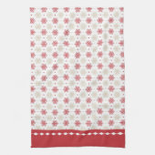 Red Border Snowflake Pattern Holiday Theedoek (Verticaal)