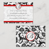 Red Borders Black Damask-responskaarten Informatiekaartje (Voorkant / Achterkant)