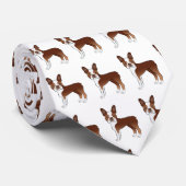 Red Boston Terrier Cute Cartoon Dog Pattern Stropdas (Opgerold)