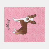 Red Boston Terrier Dog op roze harten en naam Fleece Deken (Voorkant (Horizontaal))