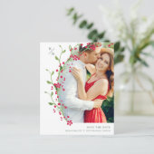 Red Botanical Initials Elegant Wreath Wedding Pic (Staand voorkant)