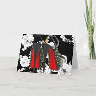 Red Bottom Spike Heels Romantisch Roos Kaart