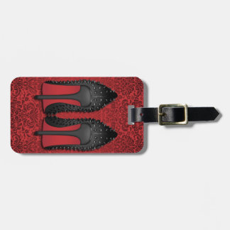 Red Bottoms stilettos schoenen in RED DAMASK Bagagelabel