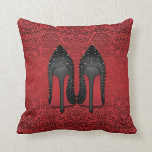 Red Bottoms stilettos schoenen in RED DAMASK Kussen
