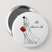Red Bouquet Bride Ronde Button 4,0 Cm (Voorkant /achterkant)