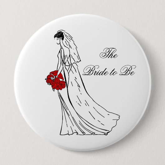 Red Bouquet Bride Ronde Button 4,0 Cm (Voorkant)