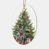 Red Bow Australische vee hond Kerstmis Keramisch Ornament (Links)